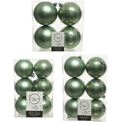 Kerstversiering kunststof kerstballen salie groen 6-8-10 cm pakket van 22x stuks - Kerstbal