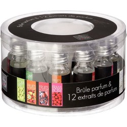 Decopatent® Oliebrander SET - Aromabrander voor Geurolie - INCL 12x 10ML Oliën - Jasmijn Vanille Roos Lavendel - Olieverdamper SET