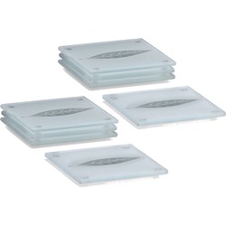 8x Glazen onderzetters voor glazen/bekers met bladeren print 10 x 10 cm - Glazenonderzetters