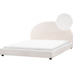 Beliani VAUCLUSE - Tweepersoonsbed-Wit-Bouclé