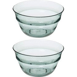 2x stuks Gourmet Slakom/serveer schaal groen relief kunststof - D25 cm - Saladeschalen