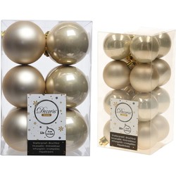 Kerstversiering kunststof kerstballen parel/champagne 4-6 cm pakket van 40x stuks - Kerstbal