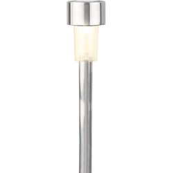 6x Buitenlampen/tuinlampen 36 cm RVS zilver op steker warm wit - Prikspotjes