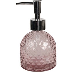 Clayre & Eef Zeepdispenser 225 ml Roze Glas Zeeppompje