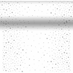 Duni kerst thema tafelloper/placemats- 40x480 cm -papier -wit-sterren - Tafellakens