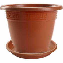 3x stuks bloempotten met onderschaal terra cotta rond diameter 30 cm - Plantenpotten