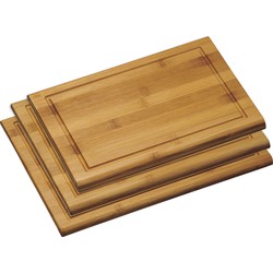 Set van 3x dikke bamboe houten snijplanken 21 x 31/28 x 38/32 x 44 cm - Snijplanken