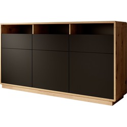 Meubella Dressoir Acuna - Mat zwart - Eiken - 180 cm