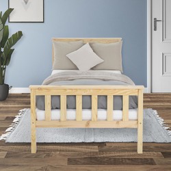 Houten bedframe 90x200 cm van grenenhout met lattenbodem, hoofdbord en voeteneind ML design