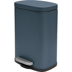 Spirella Pedaalemmer Venice - petrol blauw - 5 liter - metaal - L21 x H30 cm - soft-close - toilet/badkamer - Pedaalemmers