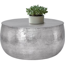Salontafel Ø 90x45 cm zilverkleurig aluminium in gehamerde look WOMO-Design