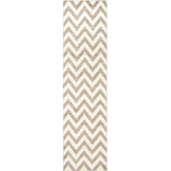 Safavieh Chevron Indoor/Outdoor Woven Area Rug, Amherst Collection, AMT419, in Wheat & Beige, 69 X 213 cm