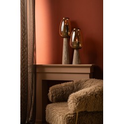 PTMD Windlicht Berdand - 22x22x79 cm - Glas - Beige