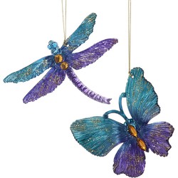 4 inch Plastic Teal & Purple Butterfly & Dragonfly Orn 2/Asstd 10,668x3,048x10,16 cm kerstornament