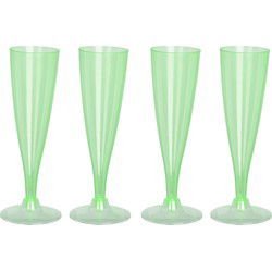 EH Prosecco/champagneglazen - 4x - groen - kunststof - 130 ml - Champagneglazen