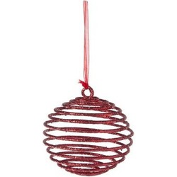 Cosy & Trendy Kerstbal - spiraal - rood - D10 cm - kunststof - Kersthangers