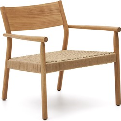Kave Home - Yalia-fauteuil van massief eikenhout FSC 100% met natuurlijke walnoot-afwerking en zitting