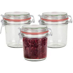 Weckpot/inmaakpot - 3x - glas - 400 ml - beugelsluiting - transparant - Weckpotten