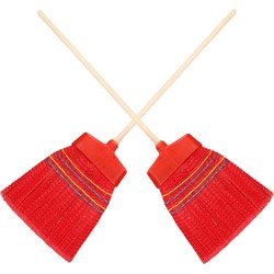 Sorex Binnen/buiten bezem - Set van 2x stuks - zacht - multi kleuren - 132 cm - retro bezems - Bezem