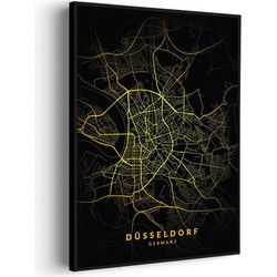 Muurwerken Akoestisch Schilderij - Düsseldorf Plattegrond Zwart Geel - Geluidsdempend Wandpaneel - Wanddecoratie - Geluidsisolatie - BASIC (AW 0.65) XL (86X120)