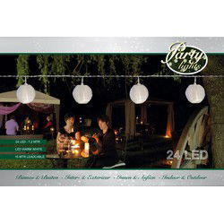 24 partylights 8 cm led warm wit nylon lantaarn 7,2m