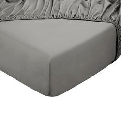 DoubleDry Hoeslaken 100% Natuurlijk Katoen - Eenpersoons 90x200 cm - Zacht & Ademend - Rondom Elastiek - Grijs