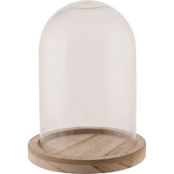 Dijk Natural Collections stolp - glas - houten bruin plateau - D12 x H13 cm - Decoratieve stolpen