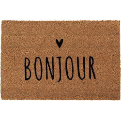 Clayre & Eef Deurmat 60x40 cm Bruin Kokosvezel PVC BONJOUR