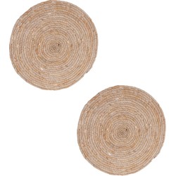 Set van 2x stuks rieten gevlochten placemats 38 cm rond - Placemats