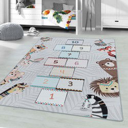 Kindervloerkleed - Hinkelspel - Grijs - 100x150 cm