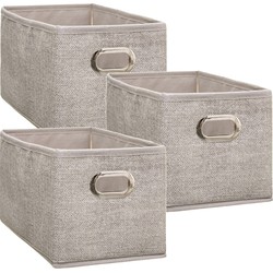 Set van 4x stuks opbergmand/kastmand 7 liter beige linnen 31 x 15 x 15 cm - Opbergmanden