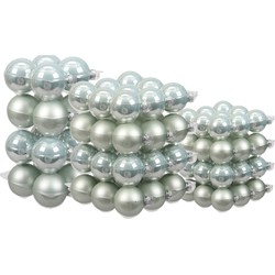 88x stuks glazen kerstballen mintgroen (oyster grey) 4, 6 en 8 cm mat/glans - Kerstbal