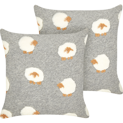 EINADIA - Sierkussen set van 2 - Grijs - 45 x 45 cm - Polyester