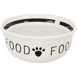 TRIXIE VOERBAK HOND FOOD KERAMIEK WIT / ZWART 2,6 LTR 25 CM