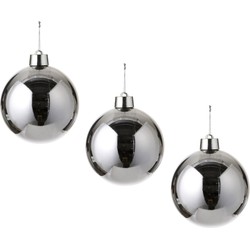 3x Grote kunststof decoratie kerstbal zilver 20 cm - Kerstbal