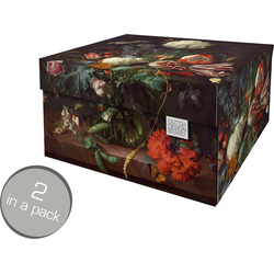 Dutch Design Brand Opbergdoos met Deksel - Doos in Karton - Geschenkdoos - 33x24x17cm - Flowers - 2 Stuks