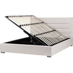 ROUEN - Bed met opbergruimte - Lichtbeige - 180 x 200 cm - Polyester