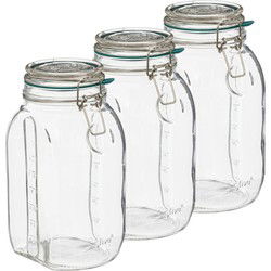 5Five Weckpot/inmaakpot Jarro - 3x - 2L - glas - beugelsluiting - D15 x H22 cm - Weckpotten