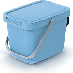 Keden GFT aanrecht afvalbak - lichtblauw - 6L - afsluitbaar - 20 x 26 x 20 cm - klepje/hengsel - Prullenbakken