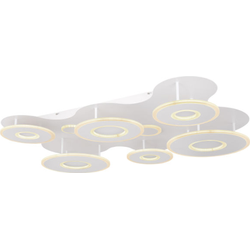 LED plafondlamp met wolkvormige cirkels | 107CM | Incl. Afstandsbediening | Wit | Woonkamer | Eetkamer