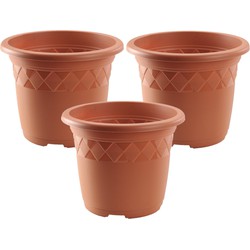 Set van 3x stuks bloempot/plantenpot terra cotta kunststof diameter 29 cm - Plantenpotten