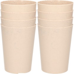 8x drinkbekers van afbreekbaar materiaal 500 ml in het eco-beige - Drinkbekers
