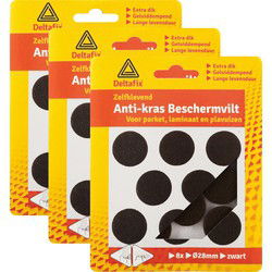 Deltafix Anti-krasvilt - 24x - zwart - 28 mm - rond - zelfklevend - meubel beschermvilt - Meubelviltjes