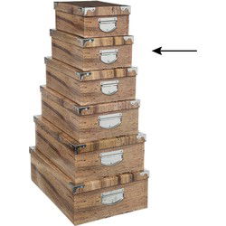 5Five Opbergdoos/box - Houtprint - L36 x B24 x H12 cm - Karton - Opbergbox