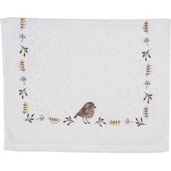 Clayre & Eef Gastendoekje  40x66 cm Beige Bruin Katoen Vogel Toilet handdoek