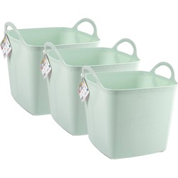 Plasticforte Kuip - 3x- emmer - flexibel - lichtgroen - 43L - vierkant - Wasmanden