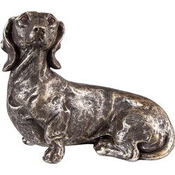 Clayre & Eef Decoratie Beeld Hond Hond Zilverkleurig Polyresin