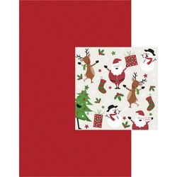 Tafelkleed met servetten kerst thema rood - Tafellakens