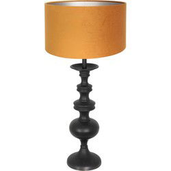 Anne Lighting - tafellamp - Lyons - zwart - hout velours stof - Ø 40cm - E27 - 3484ZW