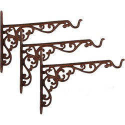 Hangpot haak - 3x - metaal - sierlijk - 26 x 18 cm - muurhanger - Plantenpotten